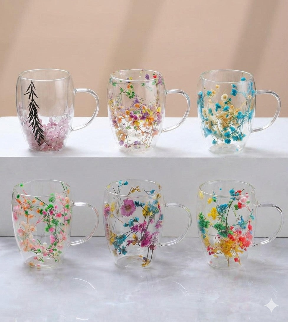 Regular Floral Double Wall Mug | Assorted Designs | Hot & Cold | 350ml