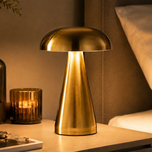 Golden Wide Mushroom Touch LED Lamp USB Rechargeable