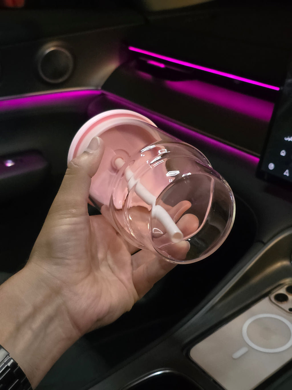 Blush Sip 700ML reusable glass tumbler with pastel pink lid